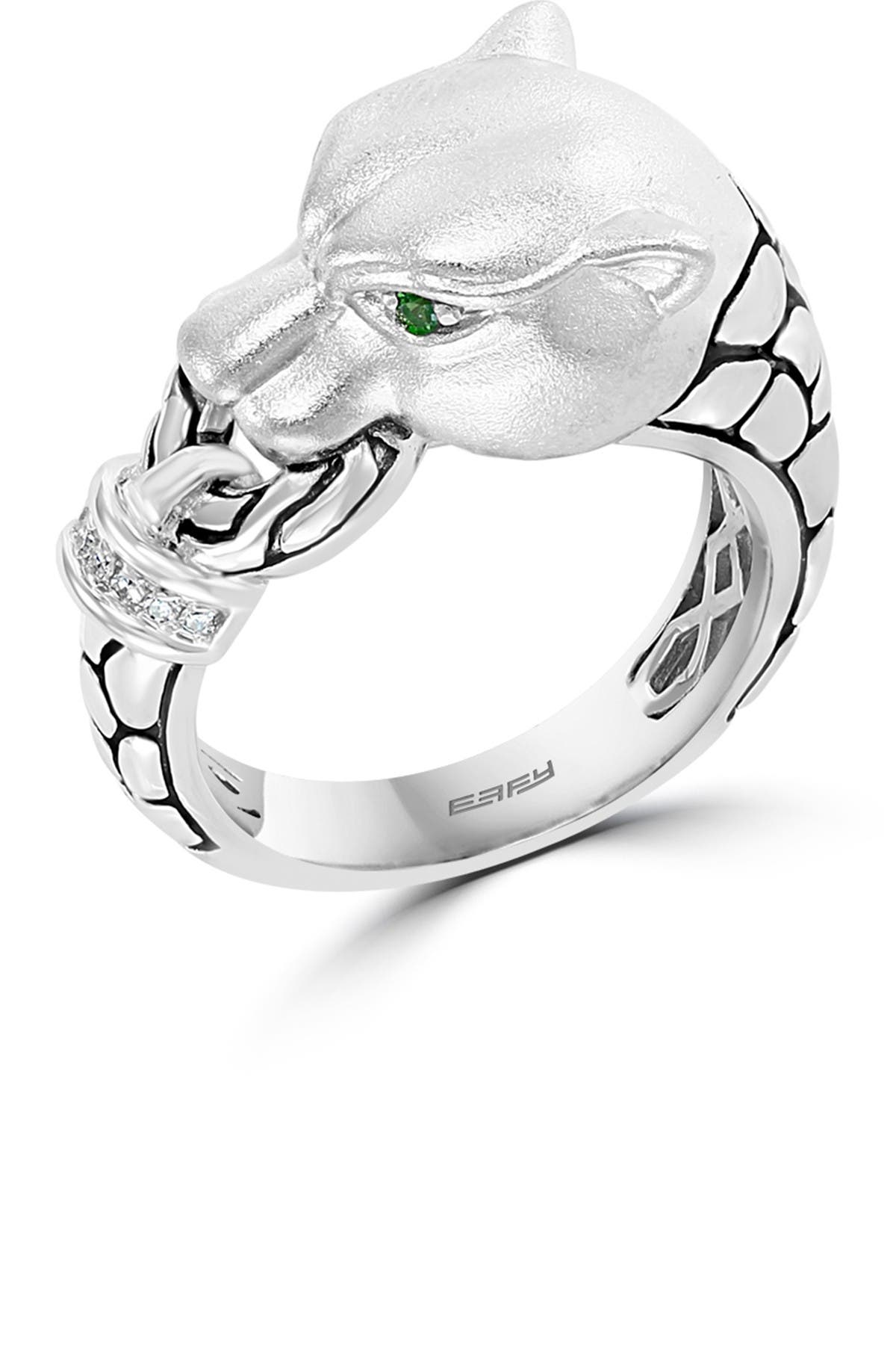 Effy Sterling Silver Diamond & Tsavorite Ring In Green | ModeSens