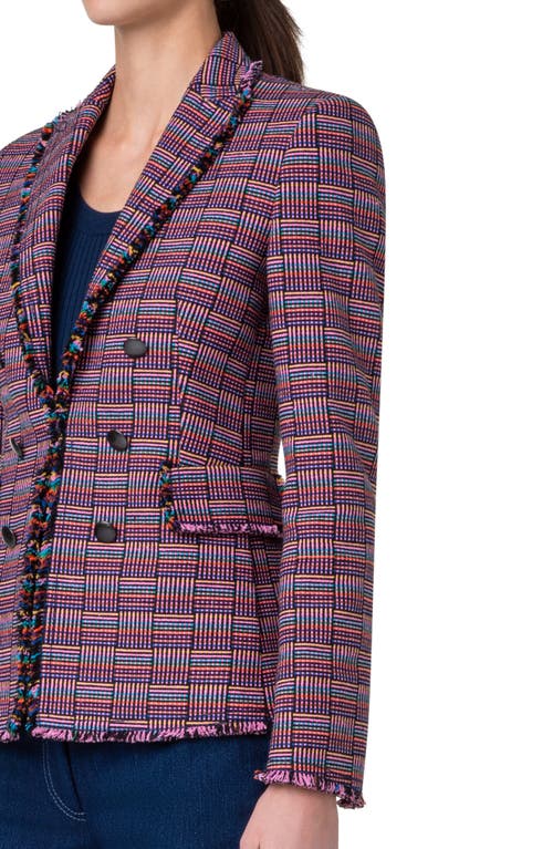 Akris Punto Fringe Tweed Blazer In Purple Multicolor