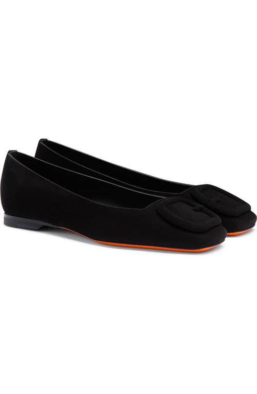 Santoni Maya Suede Buckle Ballerina Flats In Black