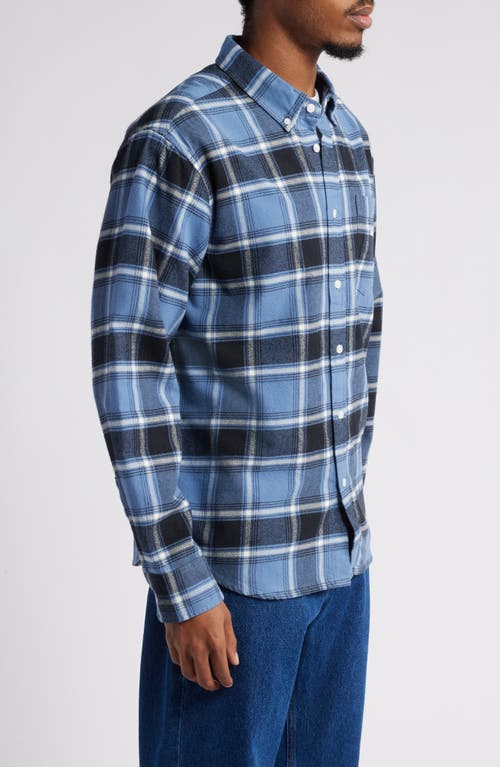 Shop Obey Morgan Check Flannel Button-down Shirt In Coronet Blue Multi