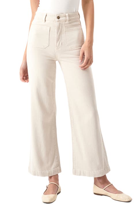 Ivory high waisted pleated year-round Wide leg Pants