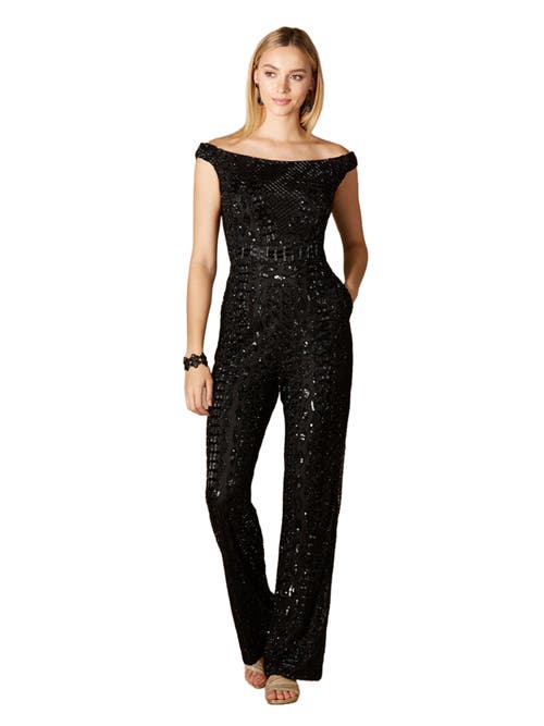 Lara New York Beaded Off Shoulder Jumpsuit In Black