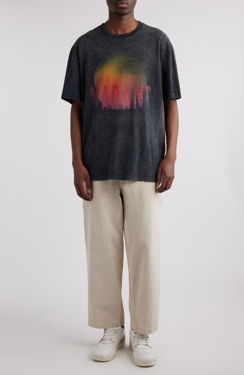 Shop Isabel Marant Hugo Oversize Graphic T-shirt In Faded Black