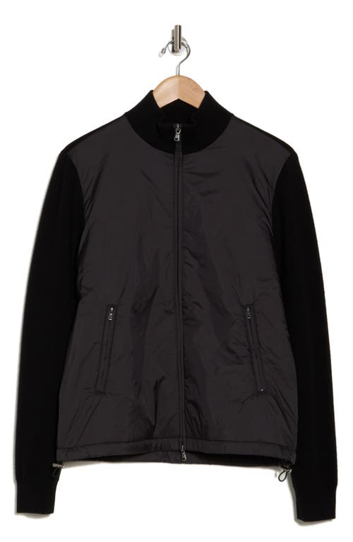 Bruno Magli Wool & Nylon Zip Jacket In Black