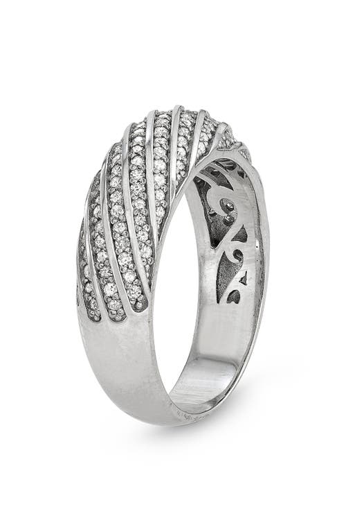 Fzn Sterling Silver Pavé Diamond Band Ring In White
