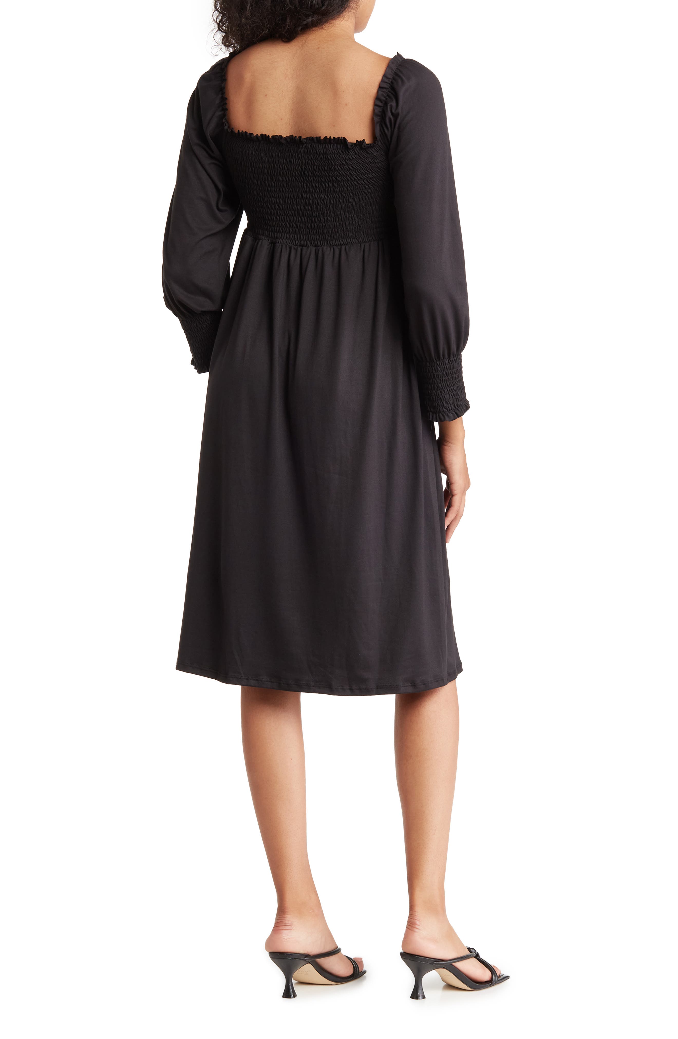 Velvet Torch Long Sleeve Smock Dress in Black at Nordstrom Rack, Size Large