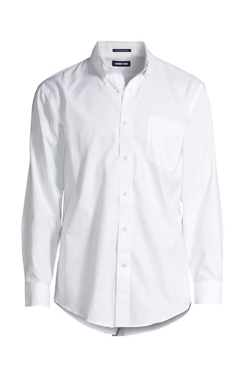 Shop Lands' End School Uniform  Tailored Fit No Iron Solid Supima Cotton Pinpoint Buttondown Collar Dress In White