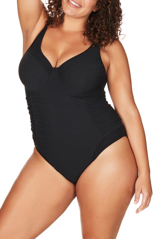 Artesands Aria Giotto D-, DD- & E-Cup Ruched One-Piece Swimsuit Black at Nordstrom,