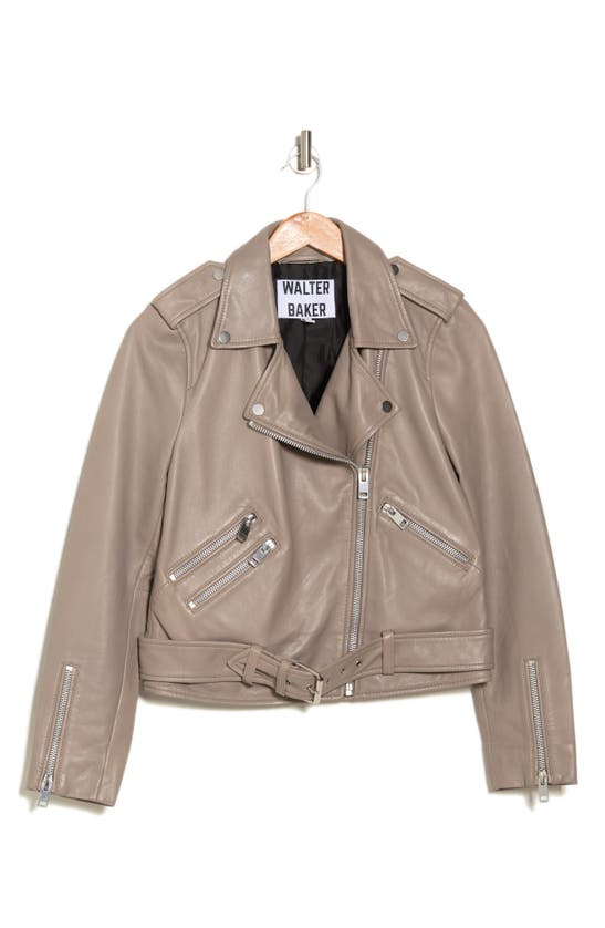 Walter Baker Allison Leather Moto Jacket In Sand