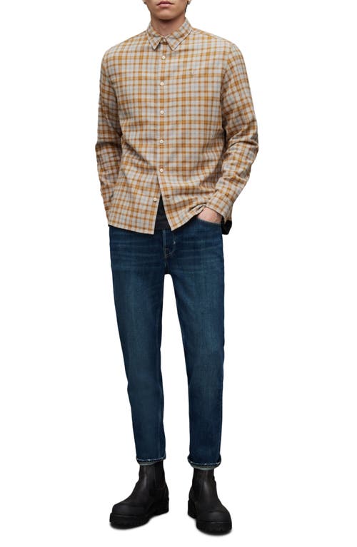 Allsaints Sonny Plaid Flannel Button-up Shirt In Faded Taupe
