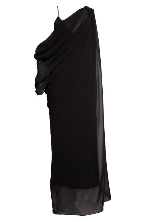 Khaite Taj Asymmetric Ruched One-Shoulder Silk Maxi Dress in Black at Nordstrom, Size 4