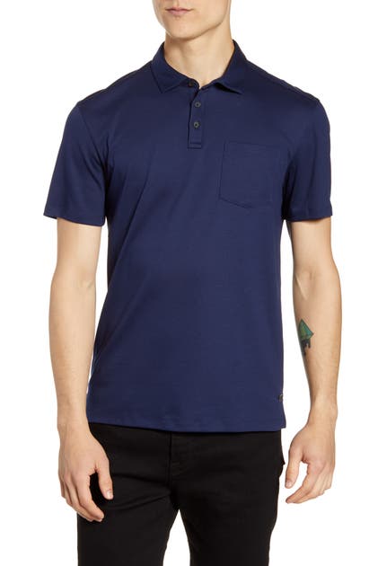 John Varvatos Burlington Classic Fit Cotton Polo Shirt In Ink Blue