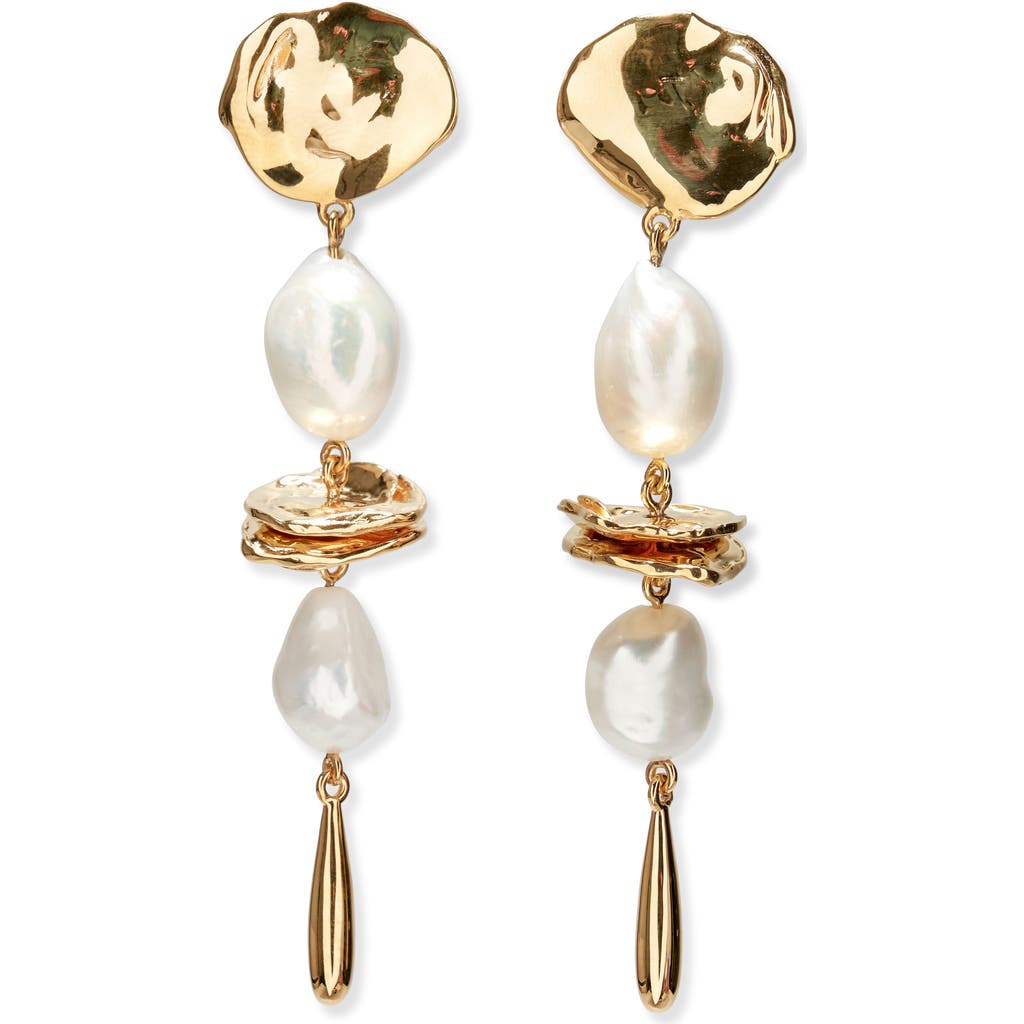 Lizzie Fortunato Freshwater Pearl Drop Earrings in Gold