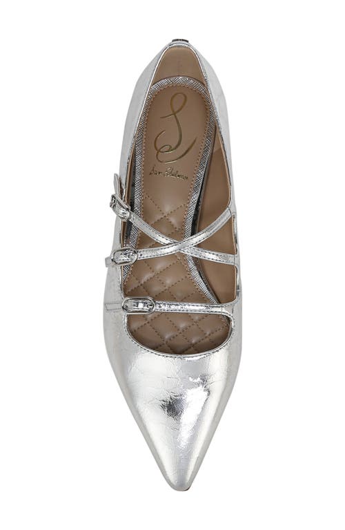 Shop Sam Edelman Cass Pointed Toe Flat In Soft Silver