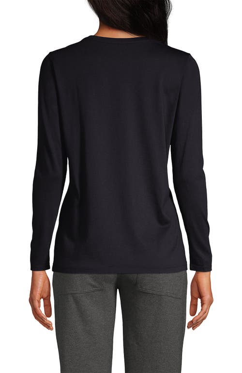 Lands' End Relaxed Supima Cotton Long Sleeve Crew Neck T-shirt In Black