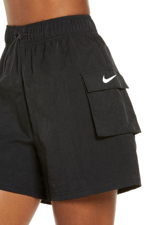 Shop Nike Sportswear Essential Woven High Waist Shorts In Black/white