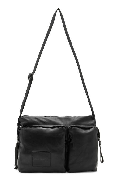 AllSaints Steppe Leather Messenger Bag in Black at Nordstrom