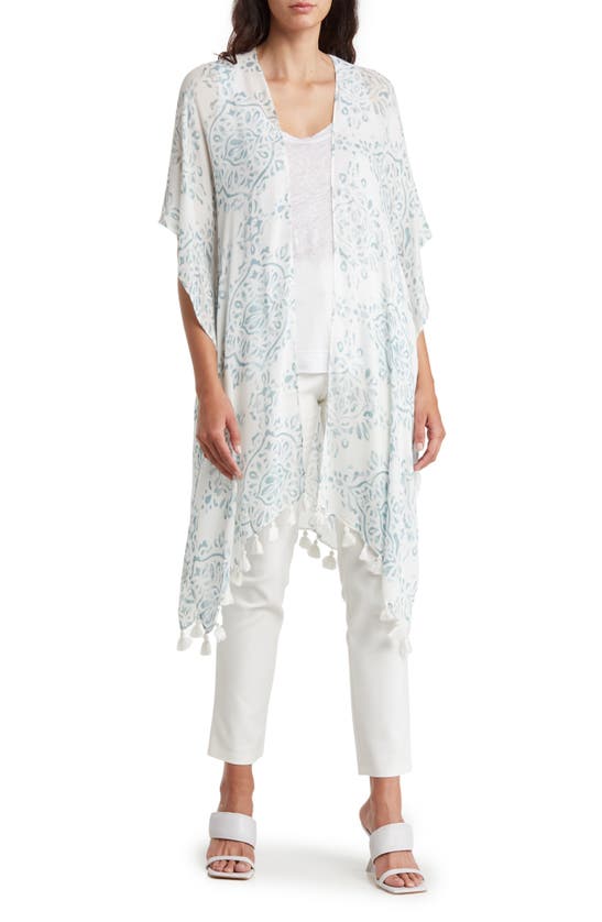 Nordstrom Print Tassel Duster In Ivory Cloud Brushed Tiles