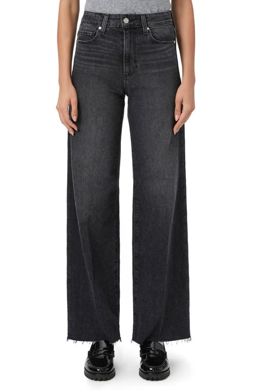 Paige Anessa High Rise Wide Leg Ankle Jeans In Black Lotus In Viper Black Distressed