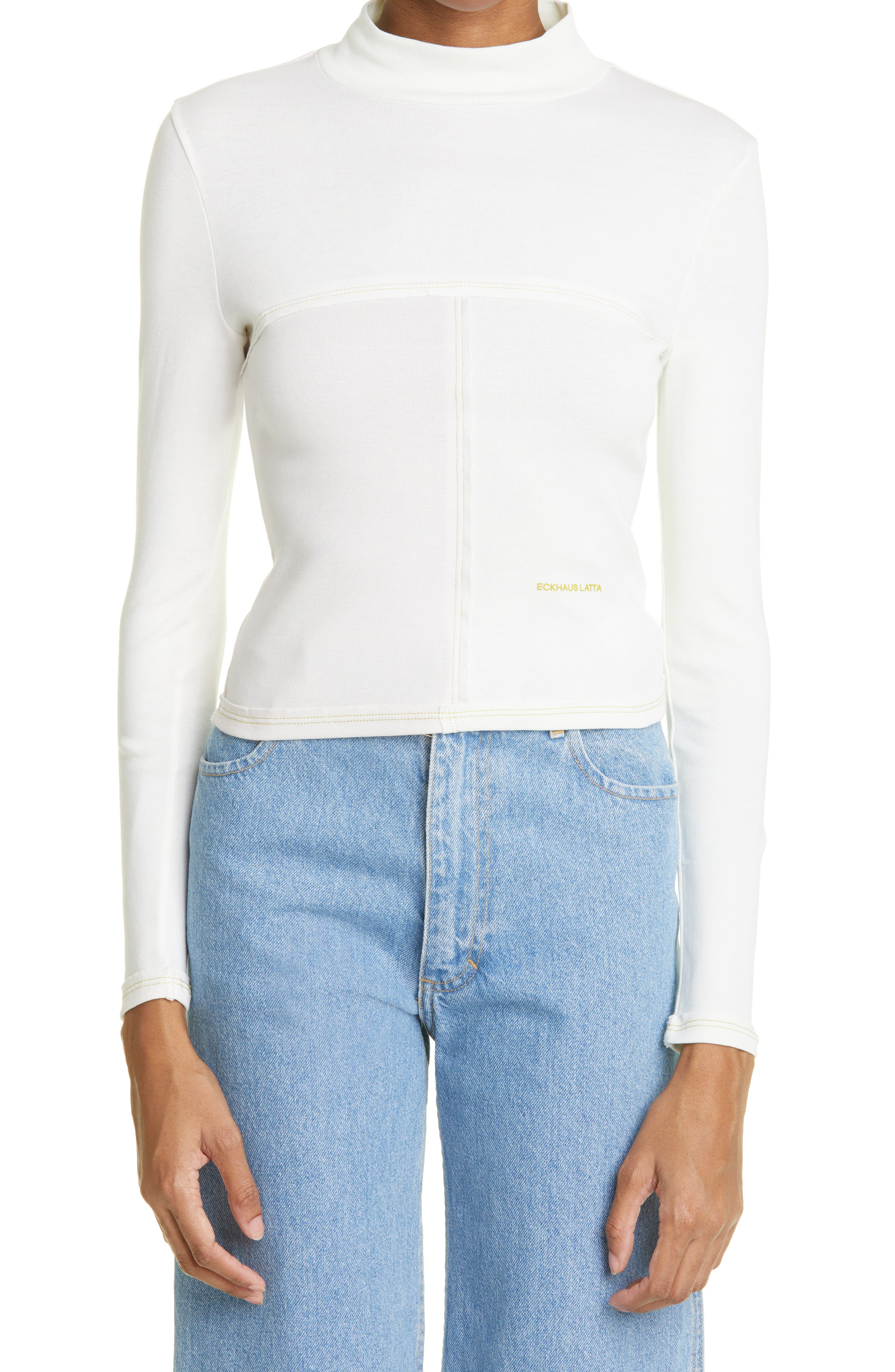 cotton mock neck top
