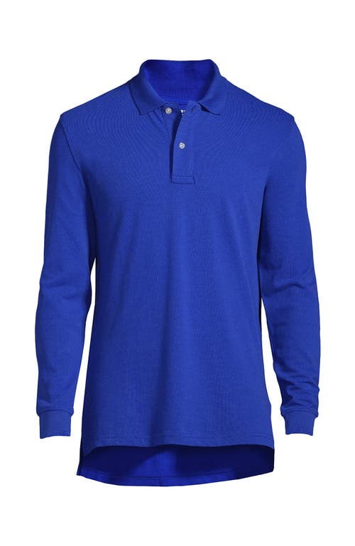 Shop Lands' End School Uniform Young  Long Sleeve Mesh Polo Shirt In Cobalt