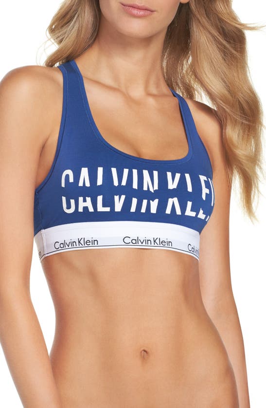 Calvin Klein Modern Cotton Collection Cotton Blend Racerback Bralette In Orion