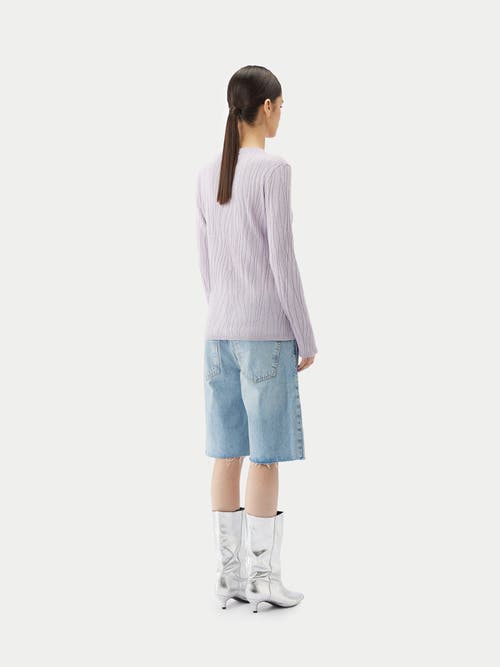 Gobi Mongolian Cashmere Cashmere Silk Sweater With Silver Threading In Orchid Tint
