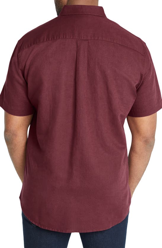 Shop Johnny Bigg Fresno Short Sleeve Linen Blend Button-down Shirt In Pinot