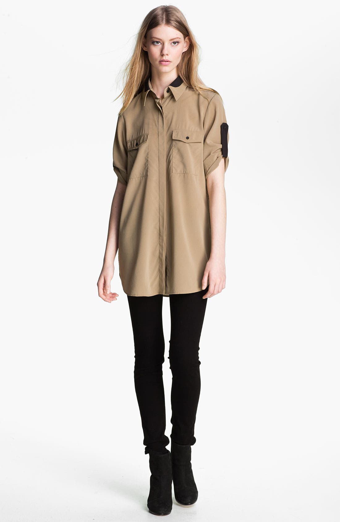rag & bone 'Midnight' Tab Sleeve Silk Shirt Nordstrom