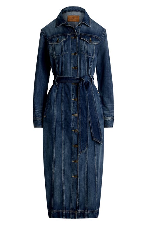 Shop Lauren Ralph Lauren Long Sleeve Denim Midi Dress In Harvest Wash