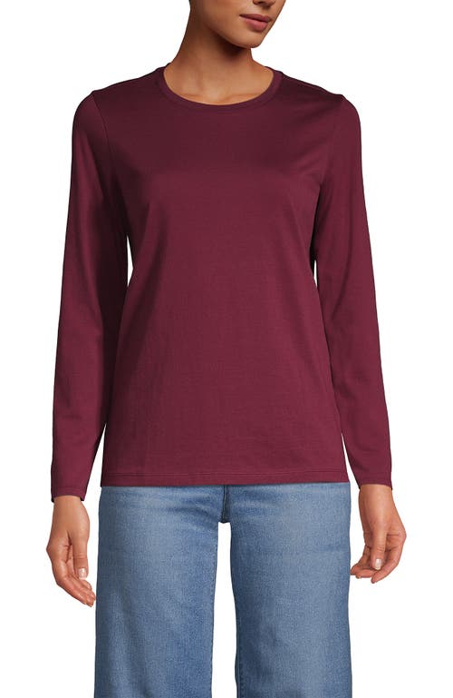 Shop Lands' End Relaxed Supima Cotton Long Sleeve Crew Neck T-shirt In Rich Burgundy