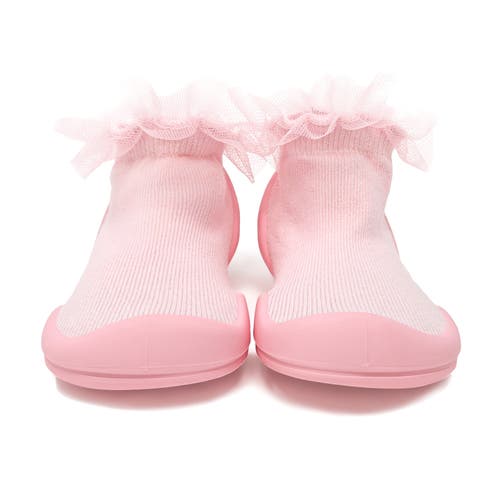 Shop Komuello Toddler Girl Sock Shoes Tulle Trim In Light Pink