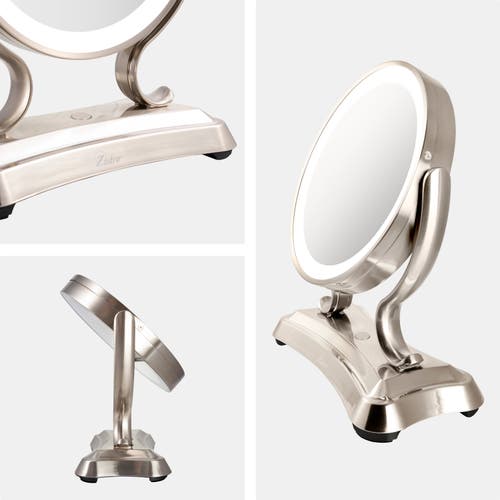 Zadro Glamour Lighted Makeup Mirror With 5x/1x Magnification In Satin Nickel