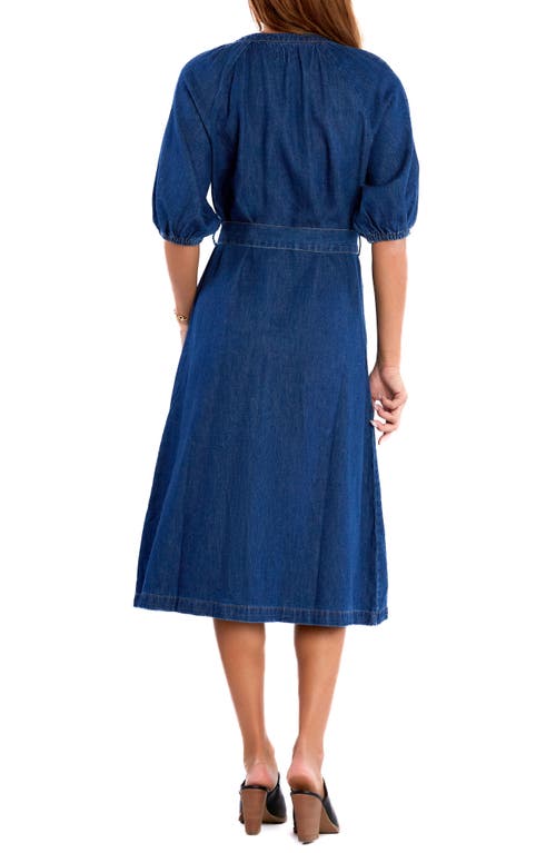 Wash Lab Denim Sidney Belted Denim Midi Shirtdress In Golden Blue