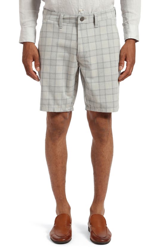 34 Heritage Arizona Check Slim Fit Flat Front Chino Shorts In Grey/ Blue Checked