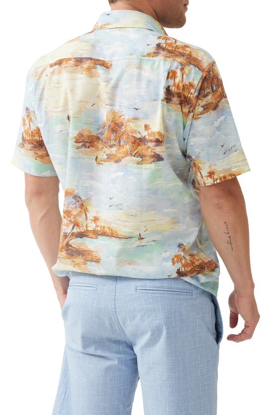 Shop Rodd & Gunn Victoria Avenue Original Fit Island Print Short Sleeve Cotton Button-up Shirt In Ocean Breeze