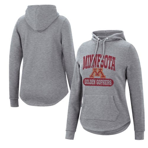 Women's Colosseum Heathered Gray Minnesota Golden Gophers Core Crossover Pullover Hoodie in Heather Gray