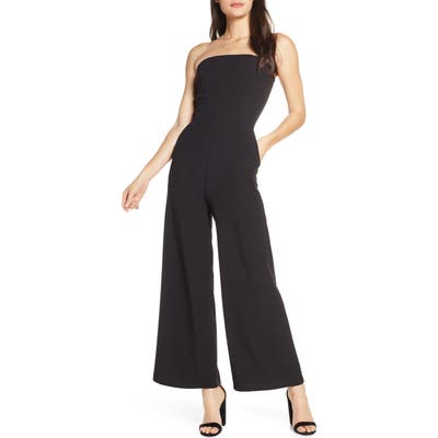 Fraiche By J Strapless Wide Leg Jumpsuit, Black