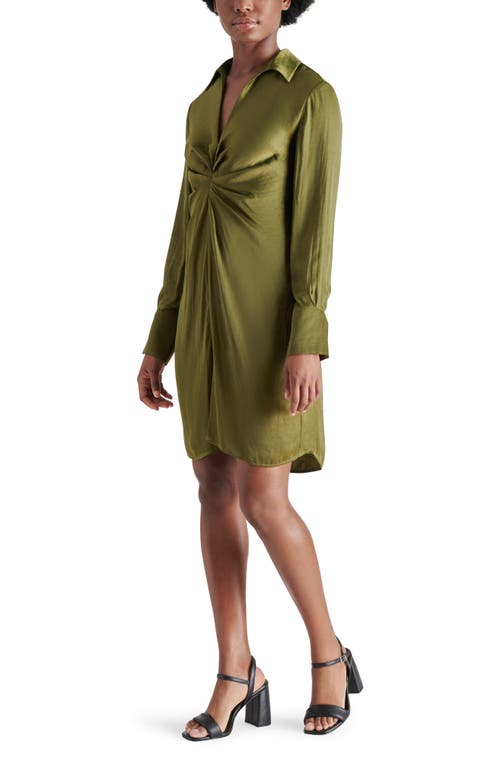 Shop Steve Madden Joanna Long Sleeve Shirtdress In Olive