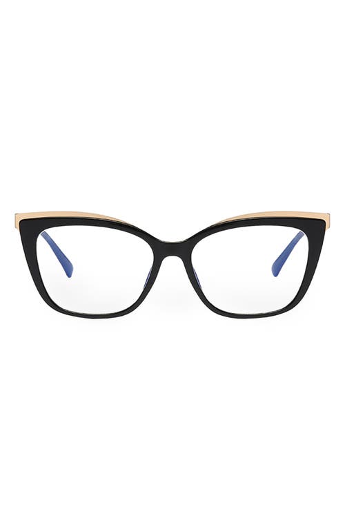 Fifth & Ninth Jami 53mm Cat Eye Blue Light Blocking Glasses In Black