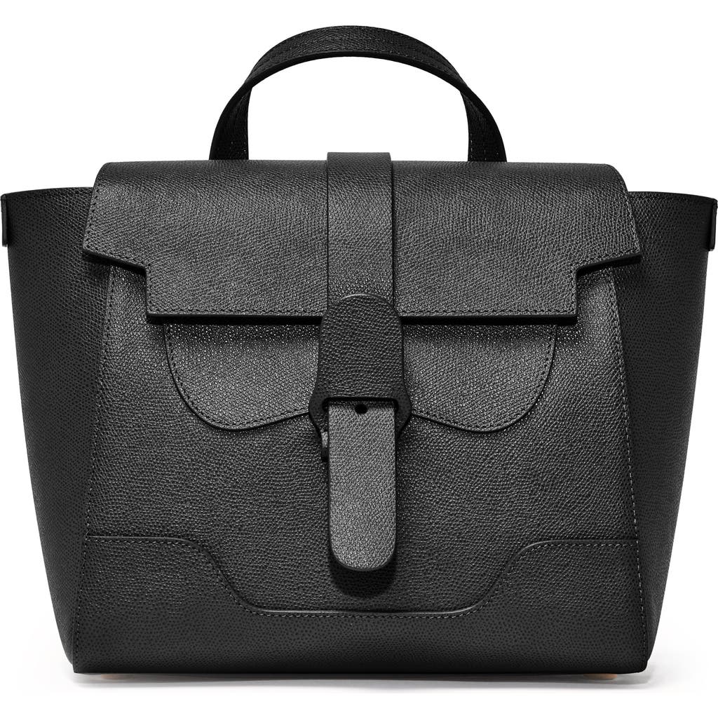 Senreve Midi Maestra Pebbled Leather 4-way Convertible Handbag In Noir