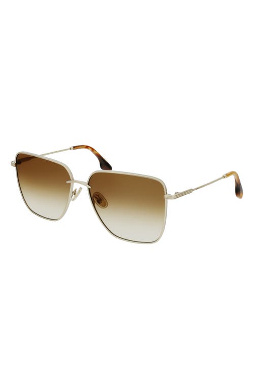 Shop Victoria Beckham 61mm Rectangular Sunglasses In Gold/brown