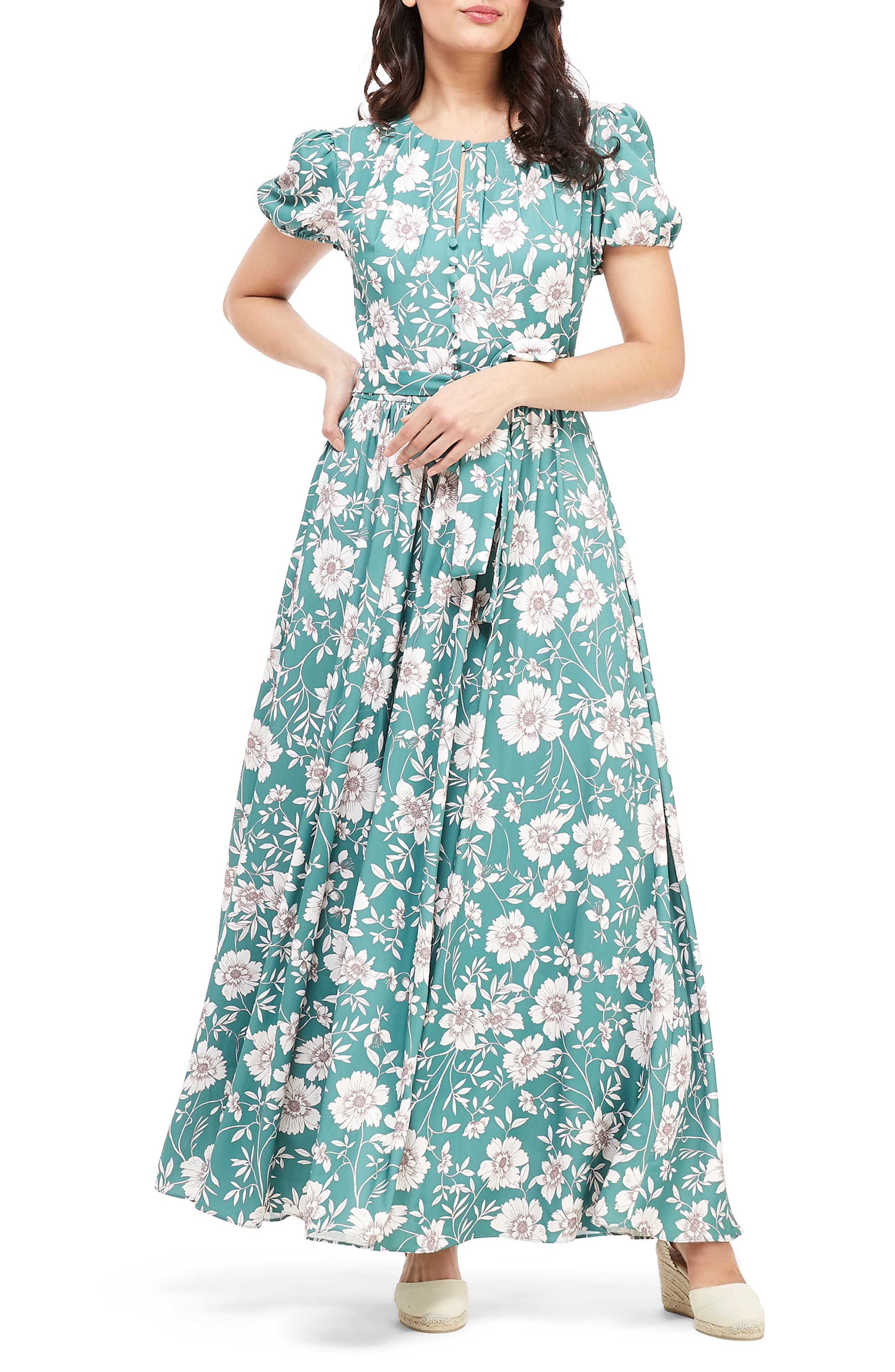 embellished blush maxi dress