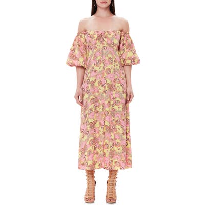 Afrm Marta Off The Shoulder Midi Dress, Pink