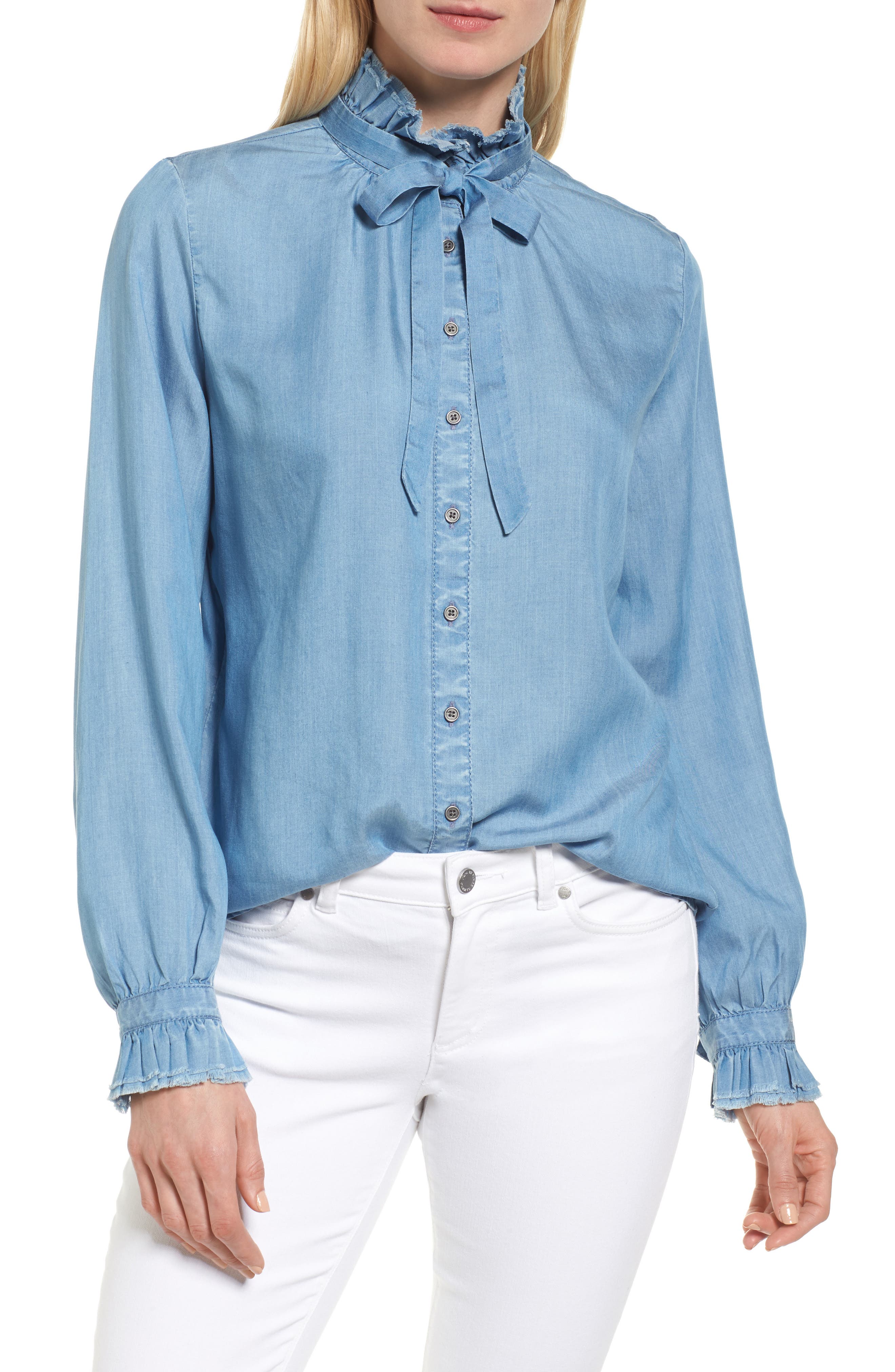 ruffle bow blouse