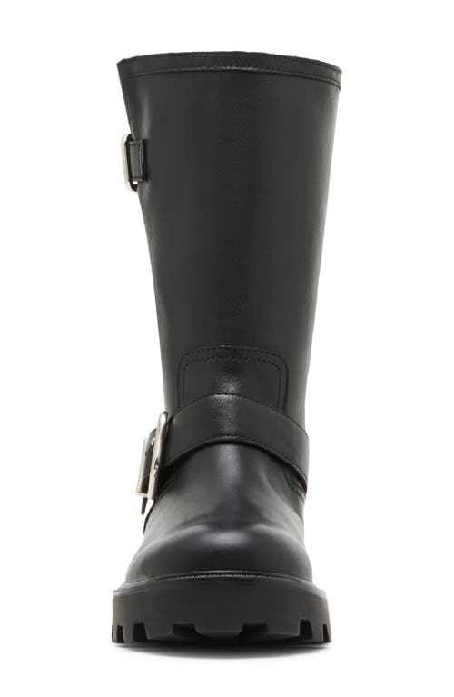 Shop Steve Madden Gleeson Moto Boot In Black Leather