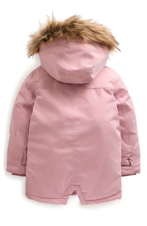 Shop Mini Boden Kids' Authentic Waterproof Faux Fur Trim Parka In Vintage Pink