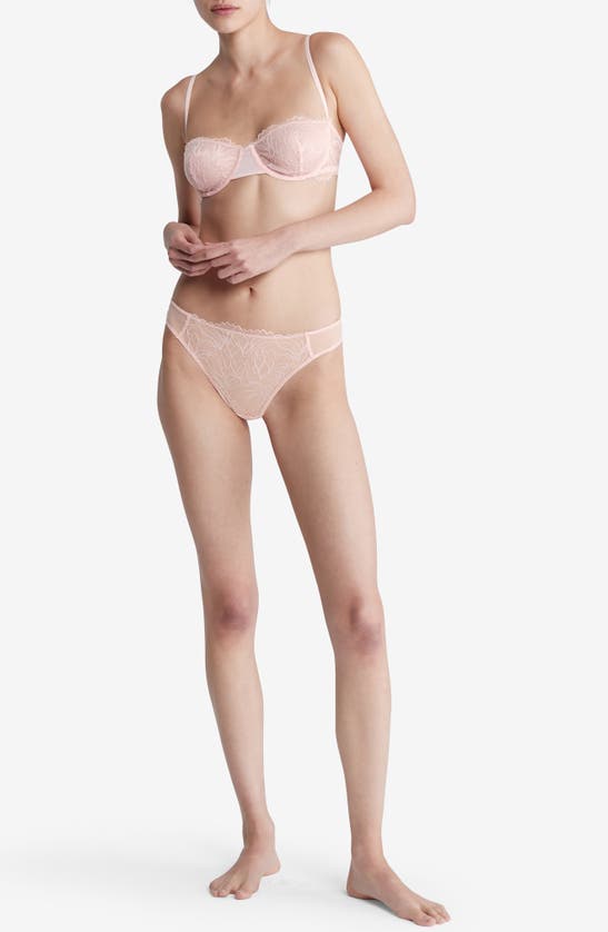 Shop Calvin Klein Floral Lace Underwire Unlined Balconette Bra In Nymph