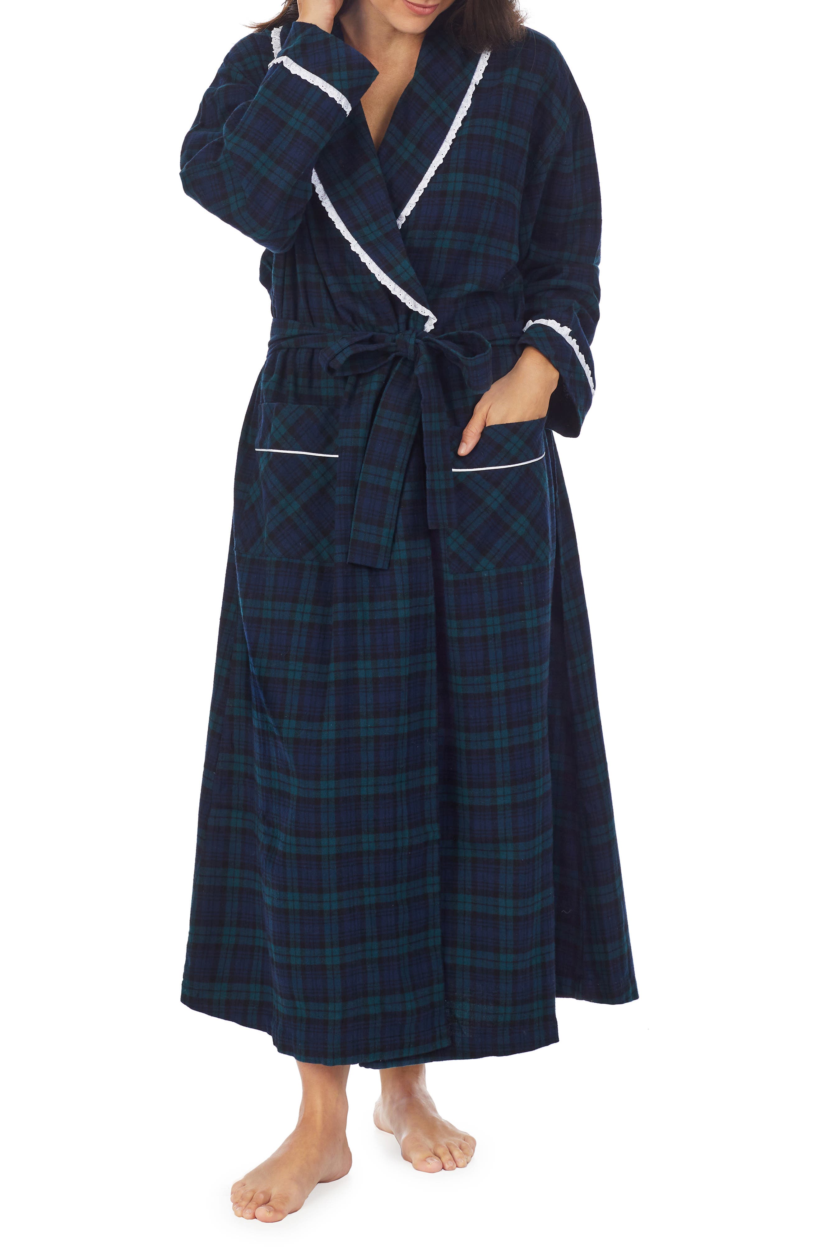 Lanz of Salzburg Flannel Robe in Red Plaid at Nordstrom