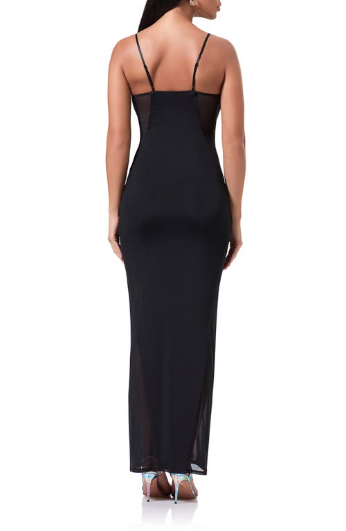 Shop Afrm Alyson Mesh Panel Maxi Dress In Noir